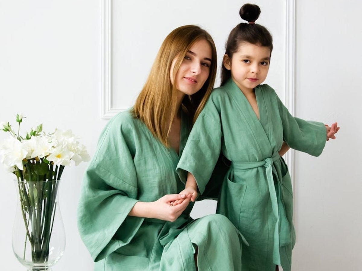 Coordinated linen robes from Bel Eco Flax