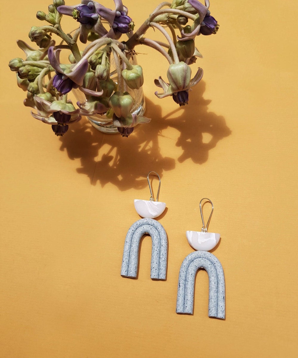 Marble abstract statement earrings from TSUNJA