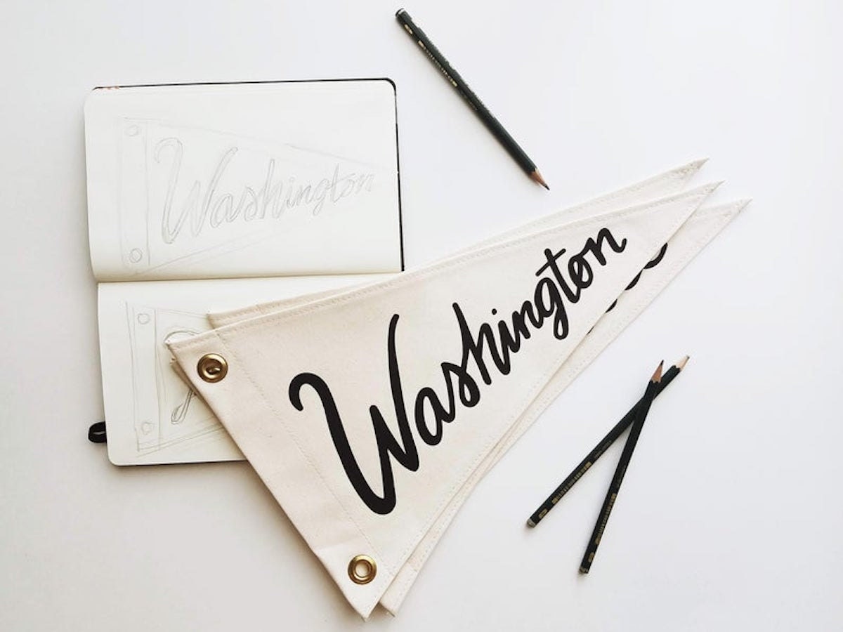 Custom pennant flag from Small Branches, on Etsy