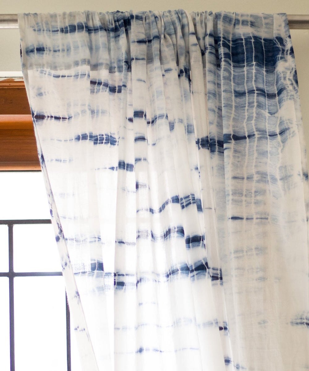 Shibori-dyed curtains from Etsy