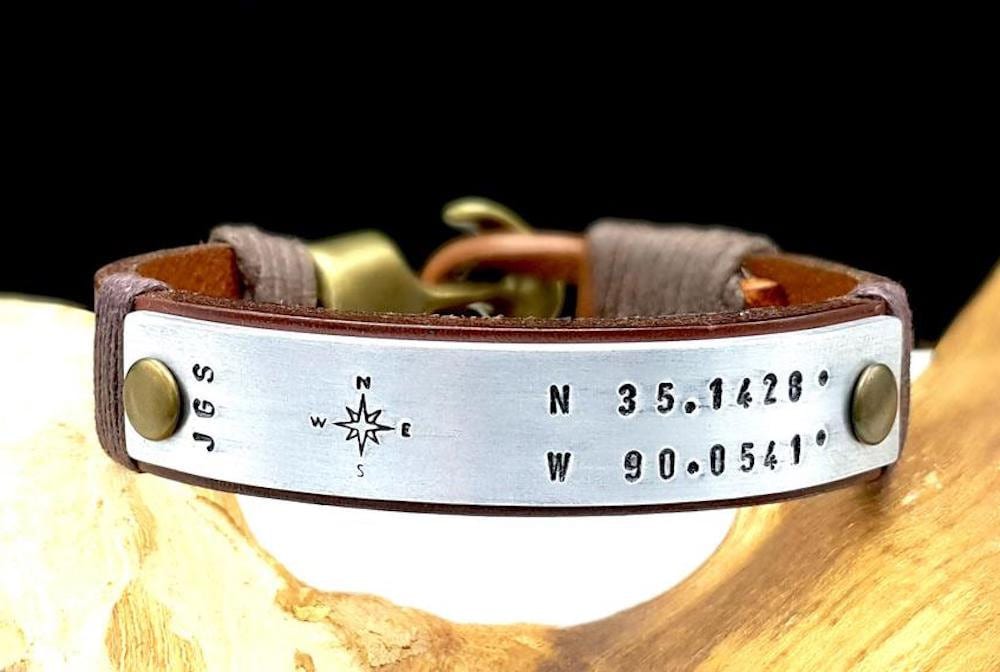 Personalized coordinates bracelet from Bracelethomme