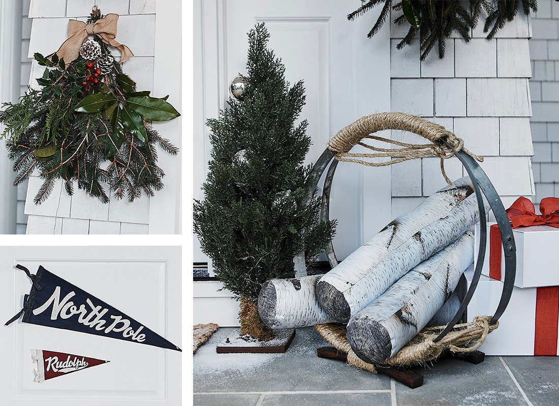 A collage of outdoor holiday decor items available on Etsy