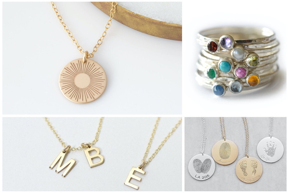 Custom jewelry gifts for Mother's Day, from Etsy