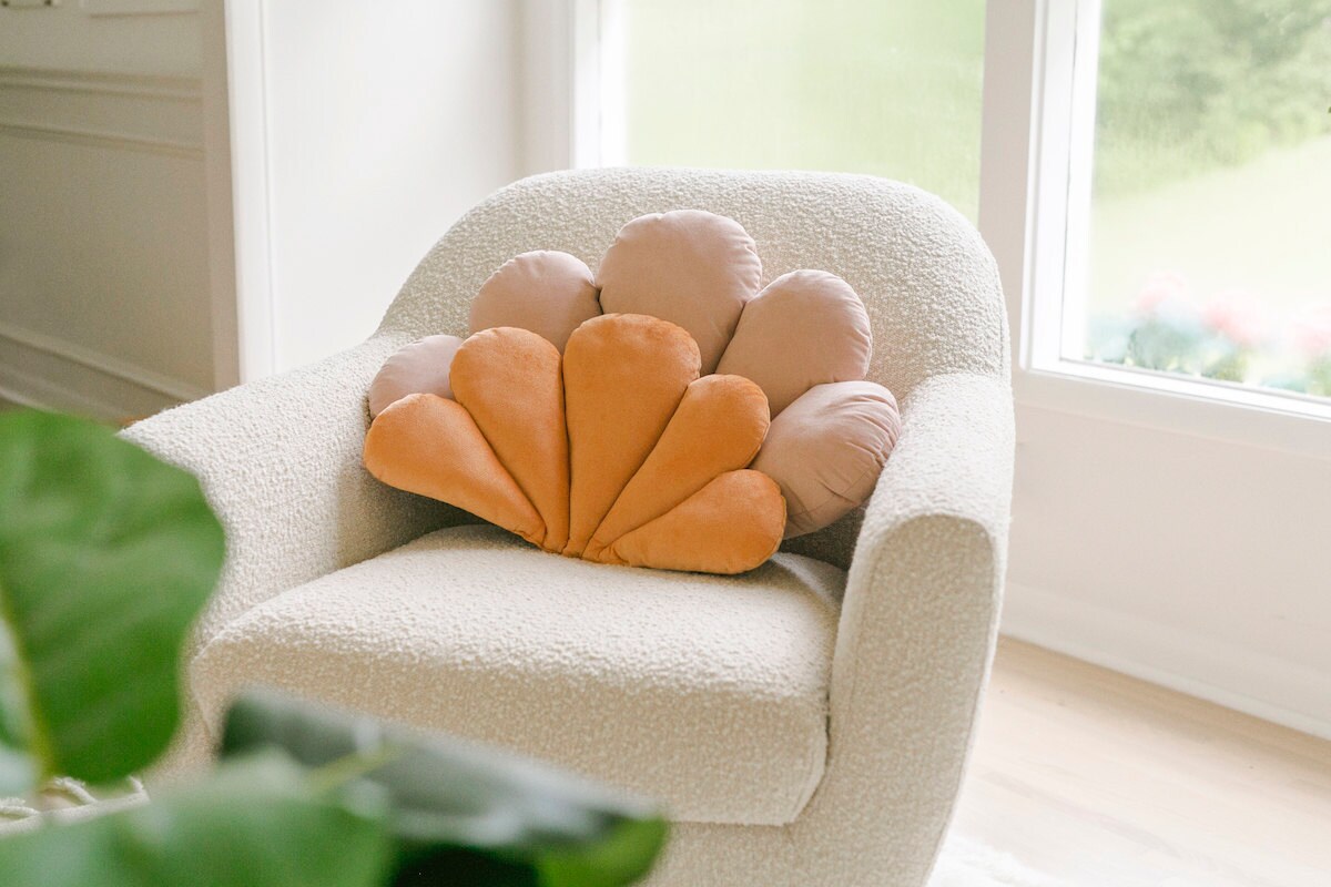 Shell-shaped pillows from the A Beautiful Mess x Etsy collection