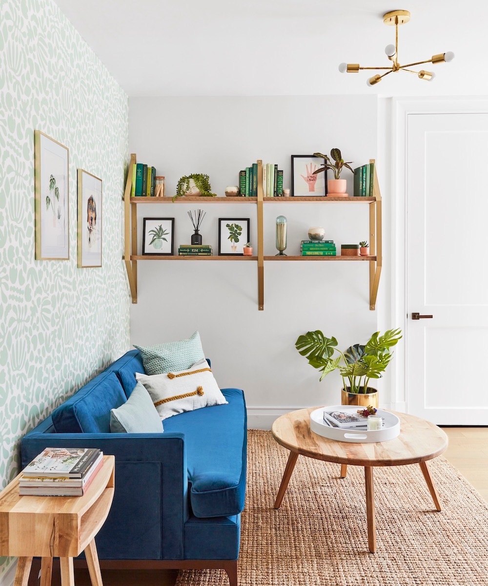 A wide shot of the calm, creative workspace Etsy designed for the Real Simple Home.