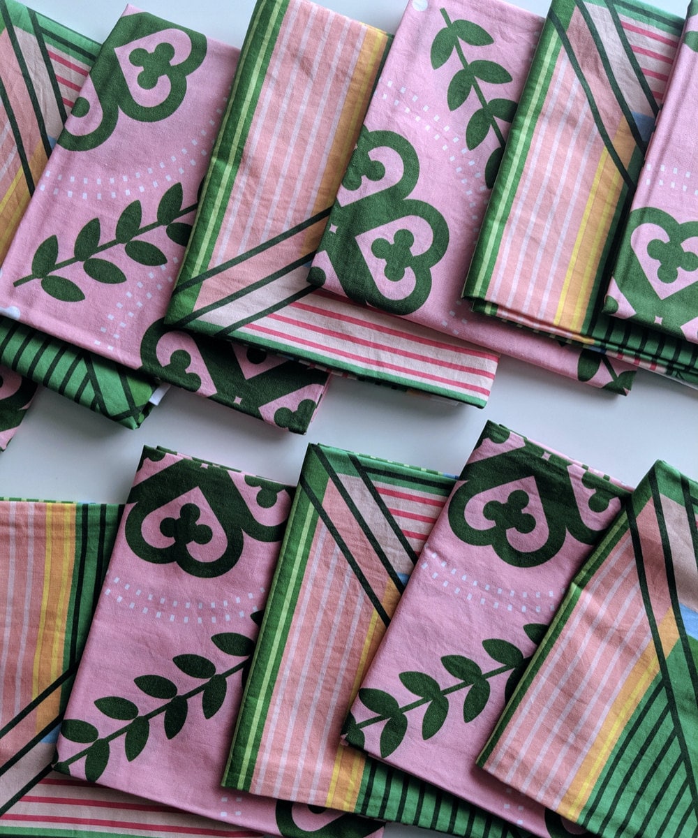 Closeup of pink bandanas.