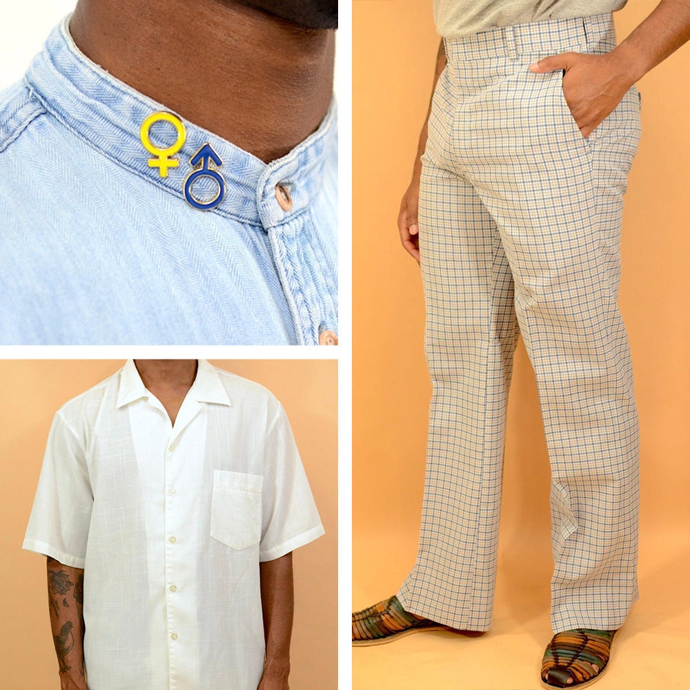 A collage of vintage men's clothing and accessories available from MAW SUPPLY