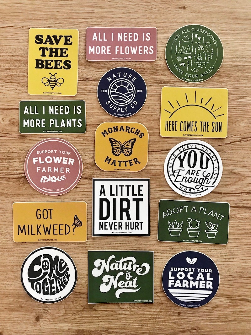 Assorted stickers from Nature Supply Co.