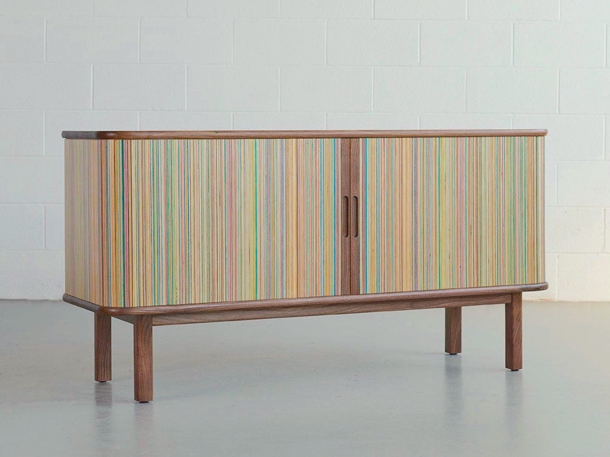 A recycled skateboard credenza from AdrianMartinus