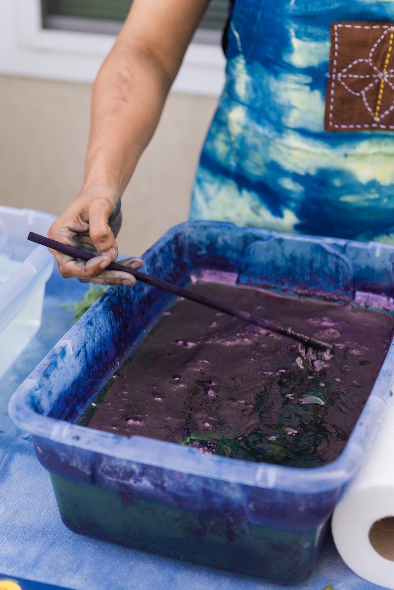 A vat of all-natural indigo dye