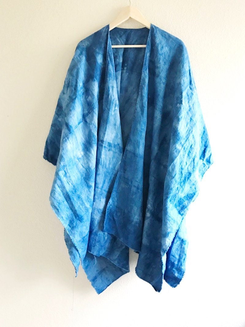 A shibori-dyed ruana shawl from Adroit