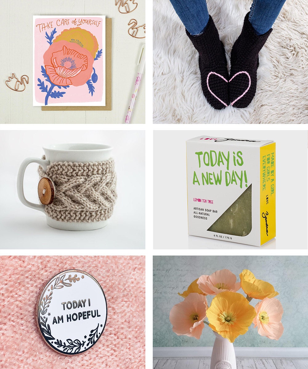 A collage of gifts for essential workers available on Etsy.