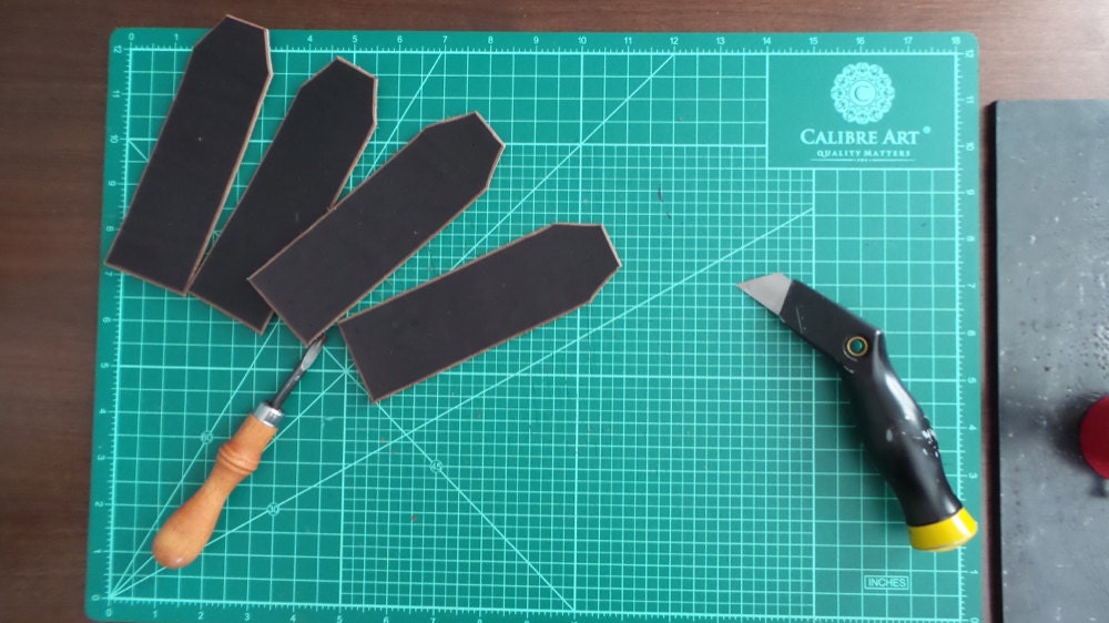 Leather pieces cut for straps