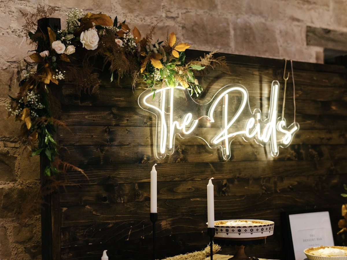 Custom LED neon wedding sign from Joy Neon, on Etsy