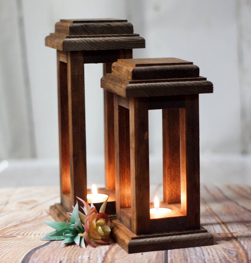 Pair of wooden lanterns from GFT Woodcraft