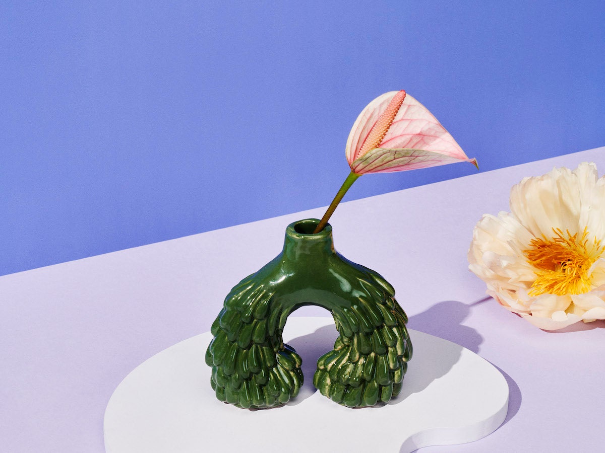 Green ceramic vase from the Honey Dijon Creator Collab