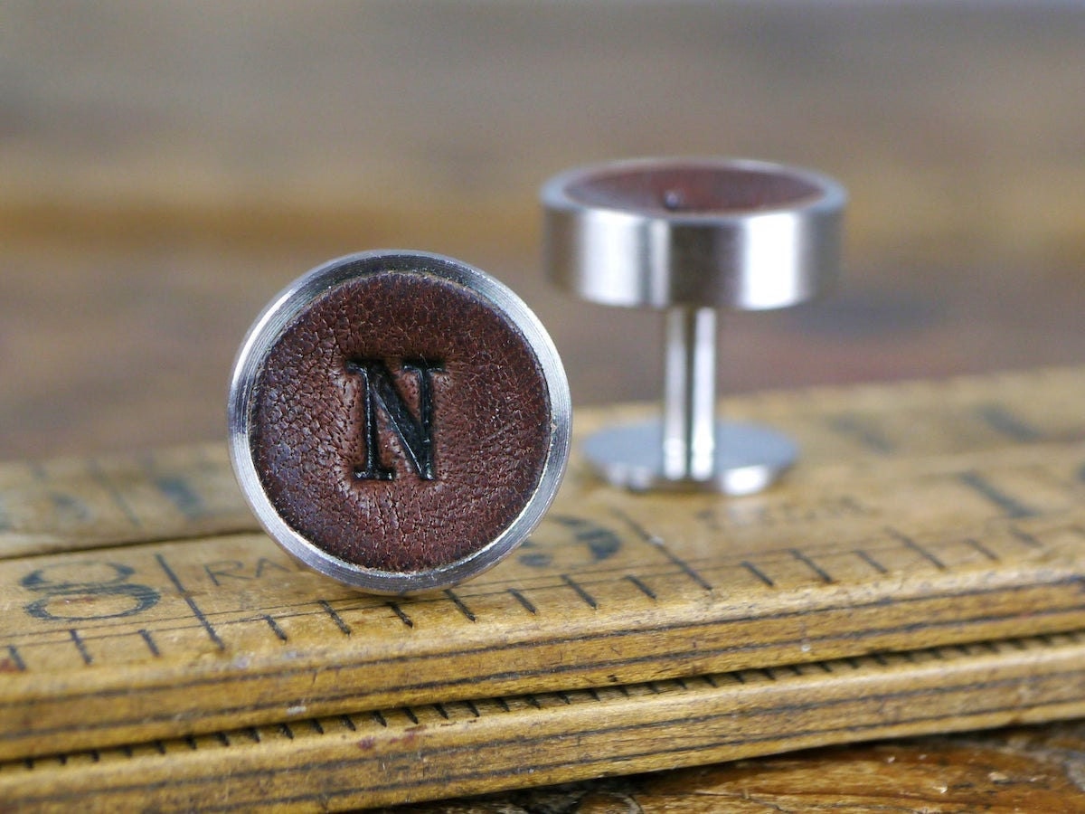 Custom leather cufflinks from Kingsley Leather and more personalized Father's Day gifts from Etsy