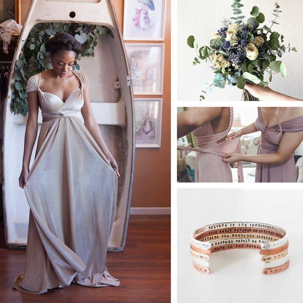 A collage of Etsy items for bridesmaids