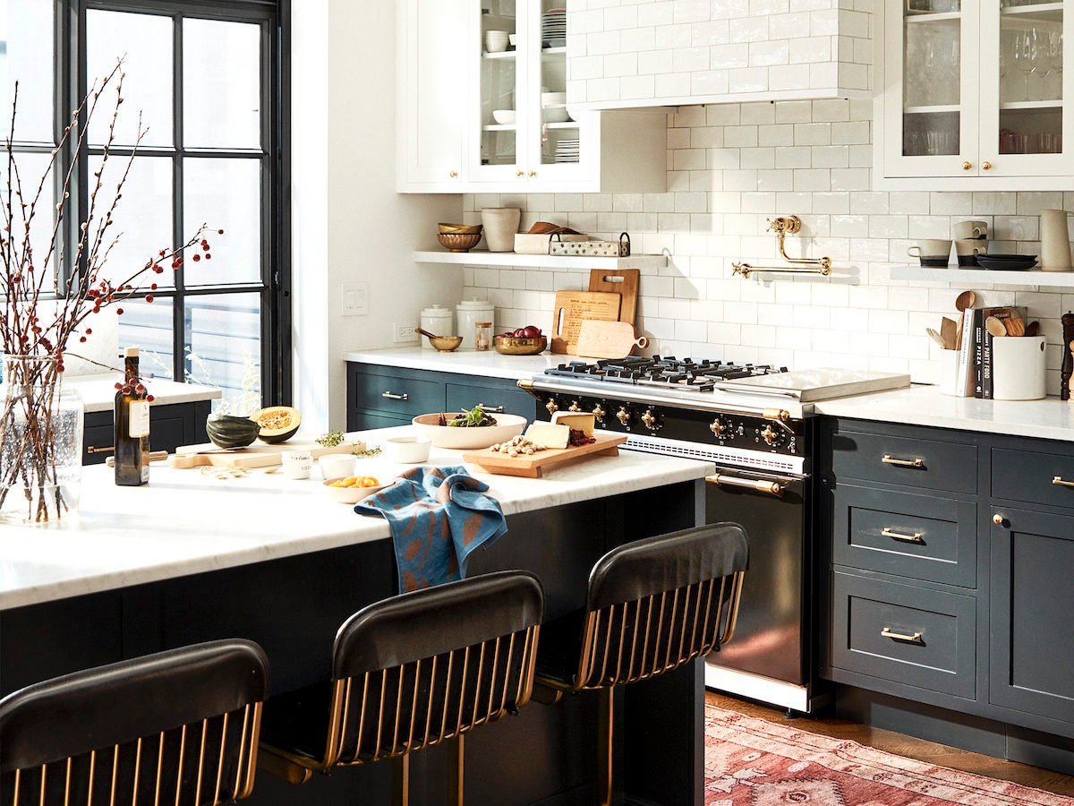 A beautifully styled kitchen filled with elevated cooking staples.