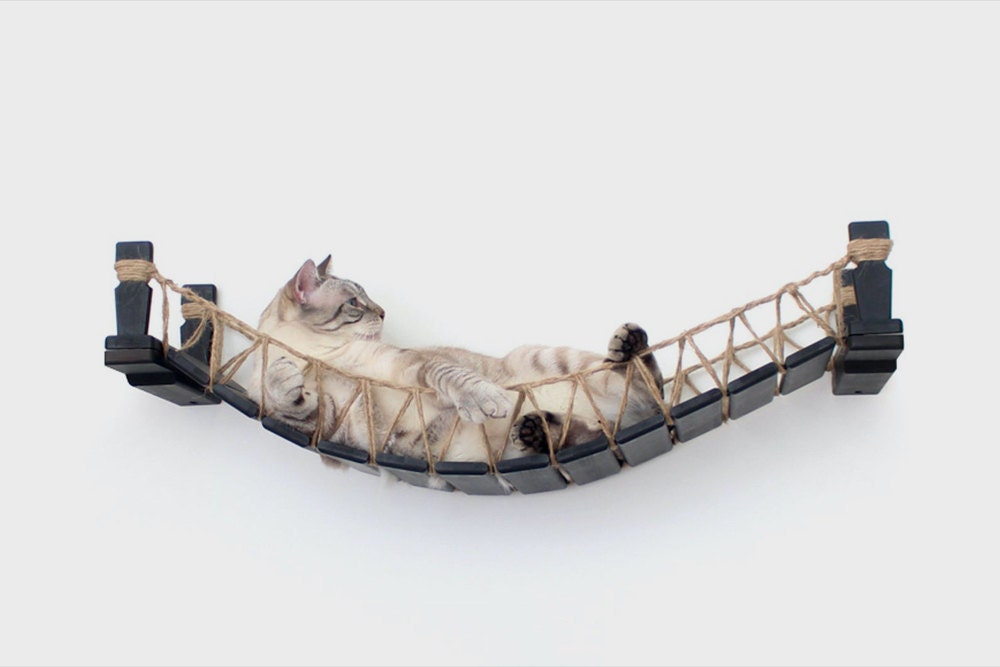 A hanging wooden cat bridge from CatastrophiCreations