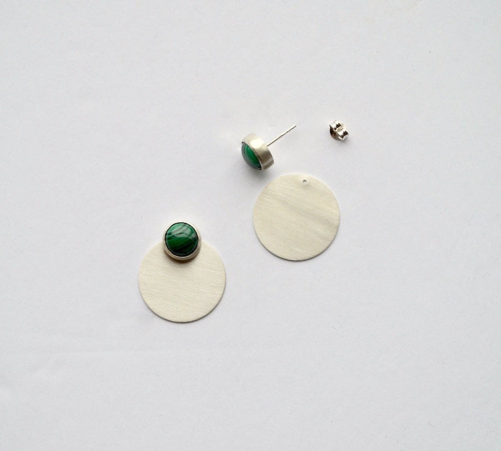 Malachite and silver ear jackets from Shop Maria Trimble.
