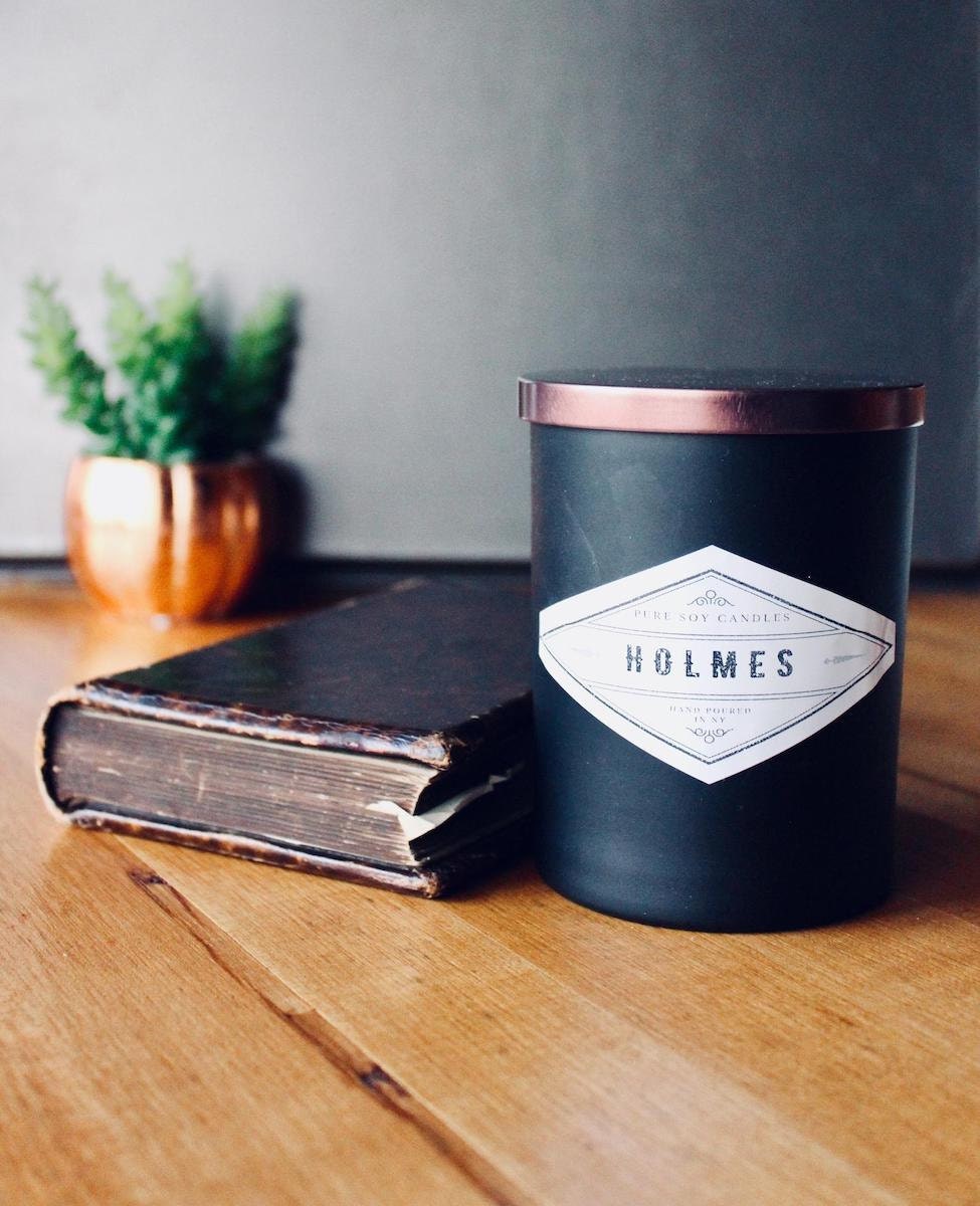 Leather-scented candle from Holmes Soy Candles, and more of the best dad gifts from Etsy