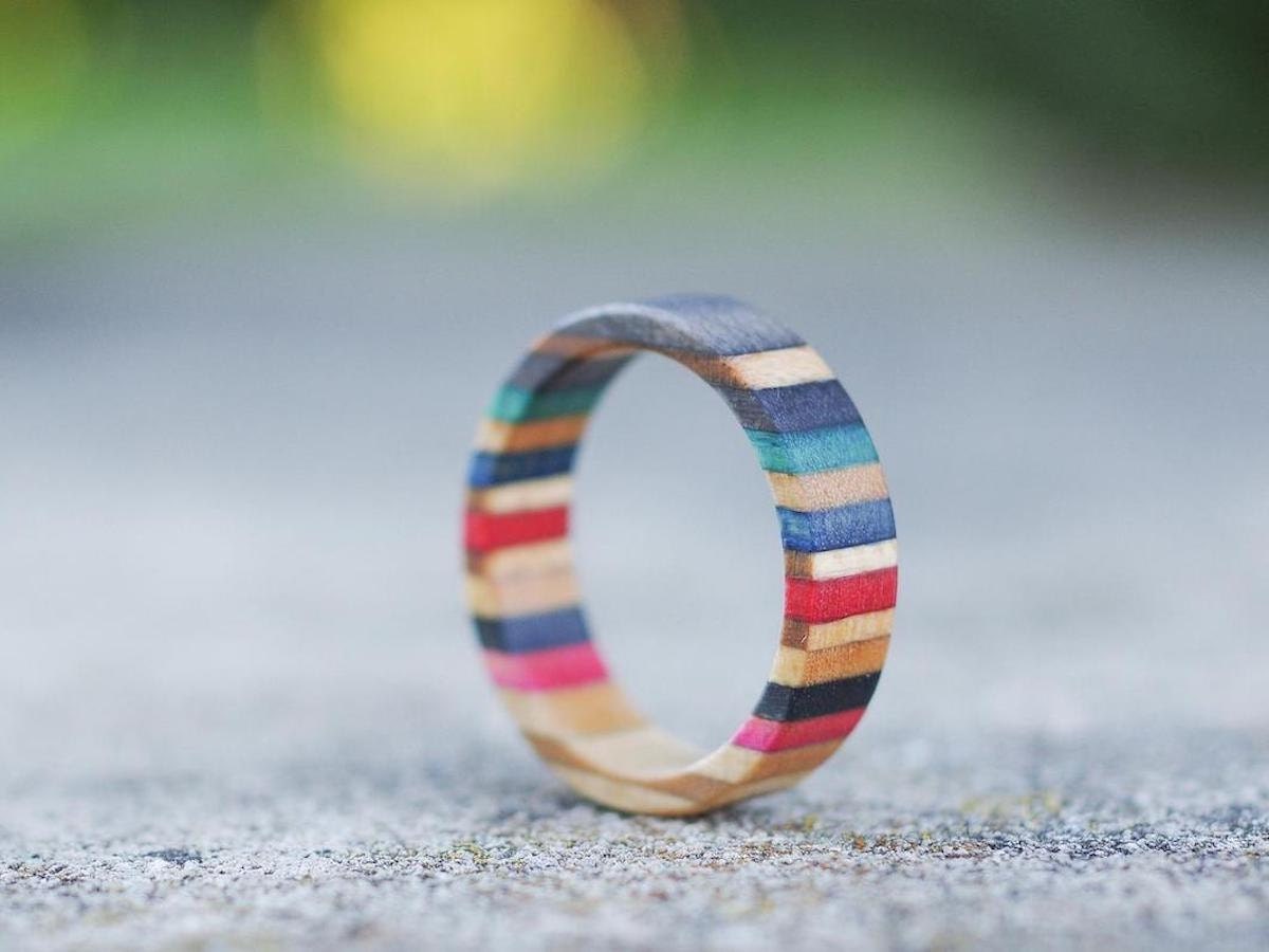 Skateboard recycled wood ring from 7PLIS, and more of the best dad gifts on Etsy