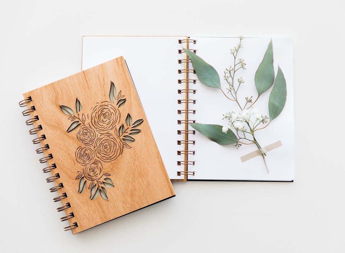 Wooden ranunculus journal from Hereafter