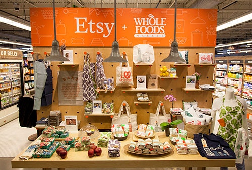 Whole Foods pop-up Etsy shop featuring Etsy Wholesale vendors. Credit: Marina Robel.