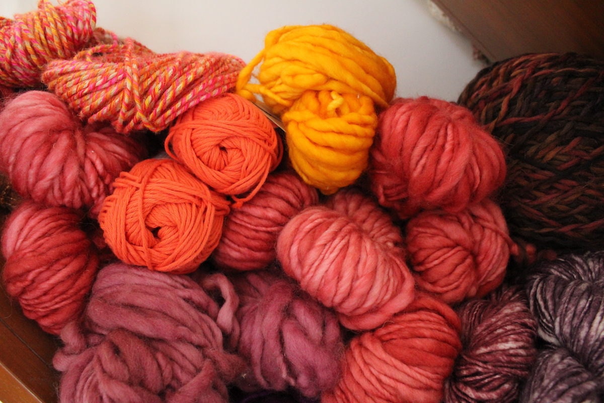 Balls of bright colorful yarn