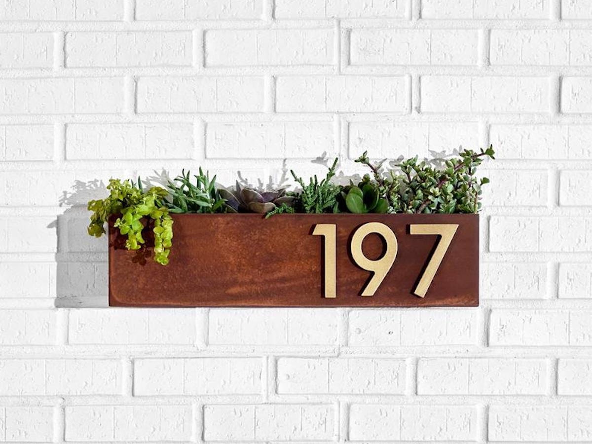 Modern address number planter from Etsy