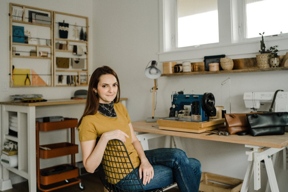 A portrait of Boejack Design owner Eda Atay Pastirmaci in her Seattle studio