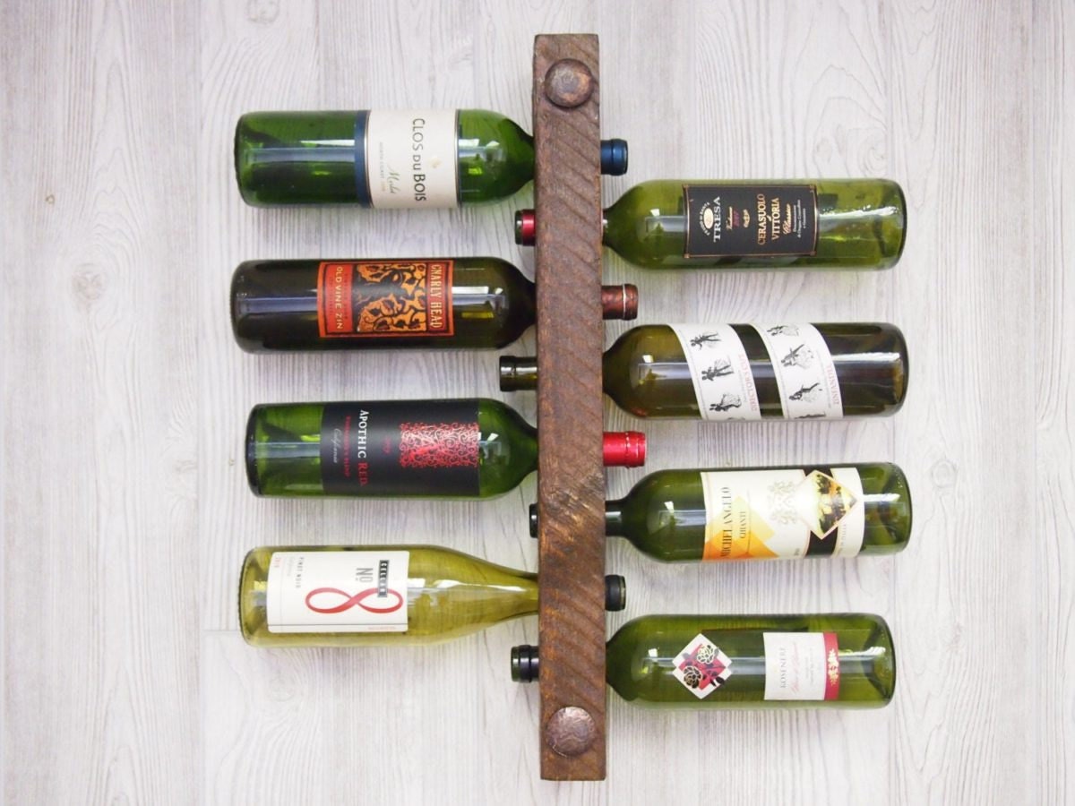 Handmade wood wine rack from Etsy seller Hewn And Forged