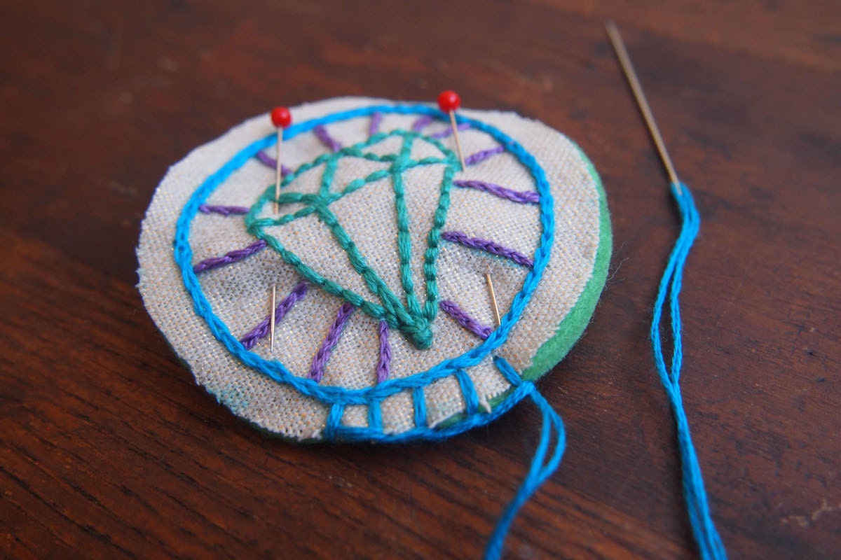 Blanket stitch in progress