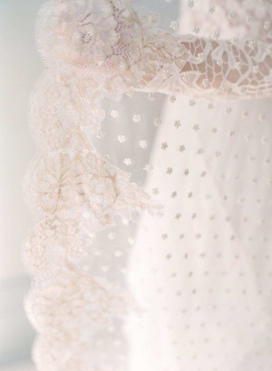 Details on a dotted mantilla veil