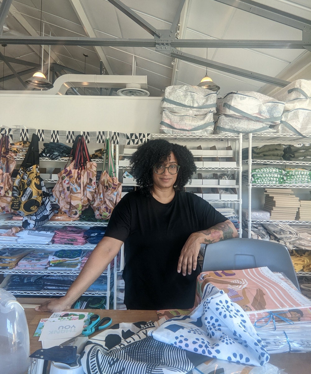 A portrait of designer Ama Schulman in her D.C. studio.