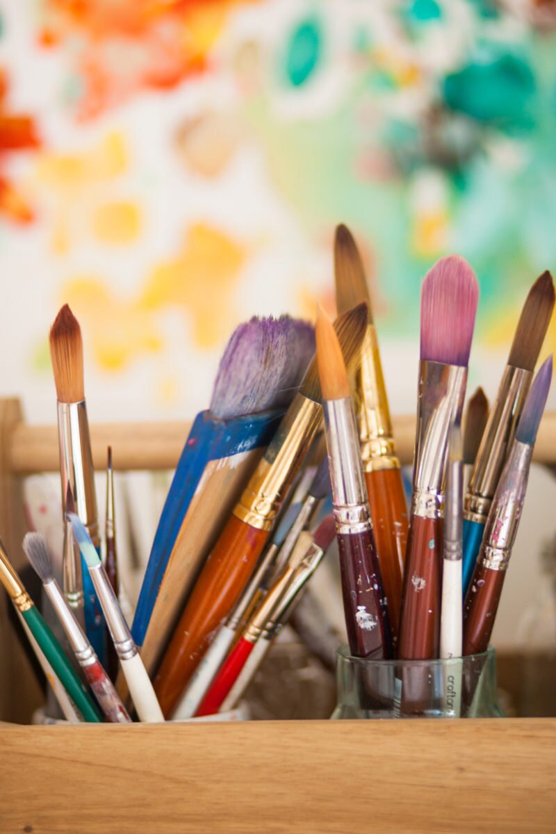 Paintbrushes awaiting use