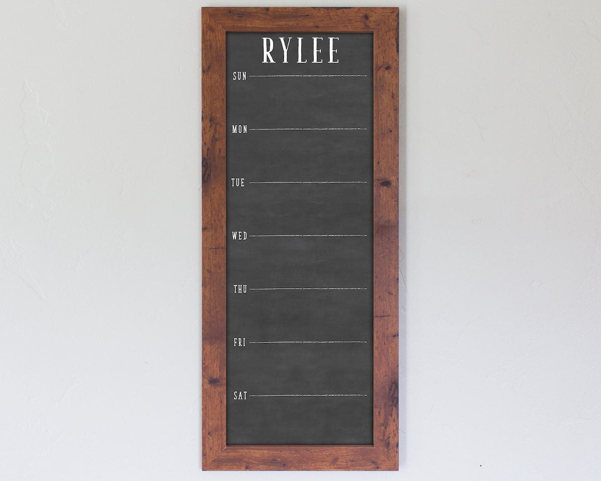 Personalized weekly calendar board from Circle & Square