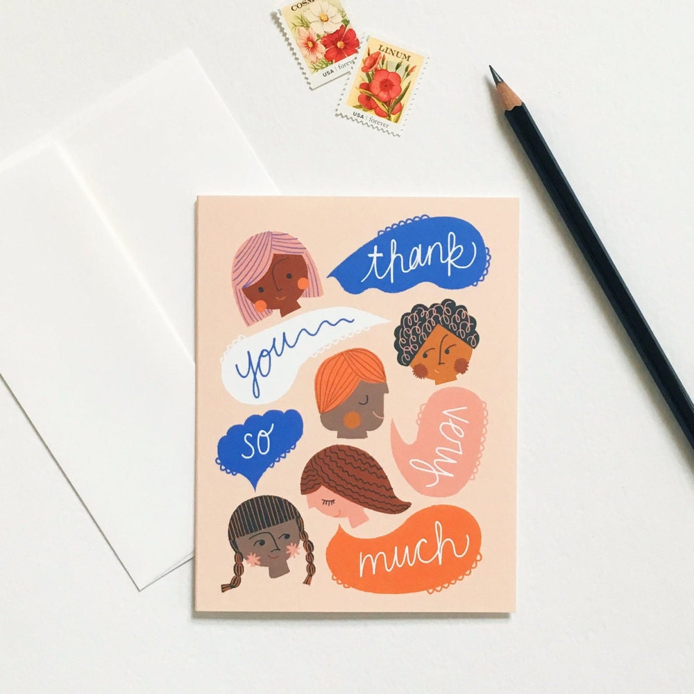 Friendly faces thank you card from Meenal Patel Studio