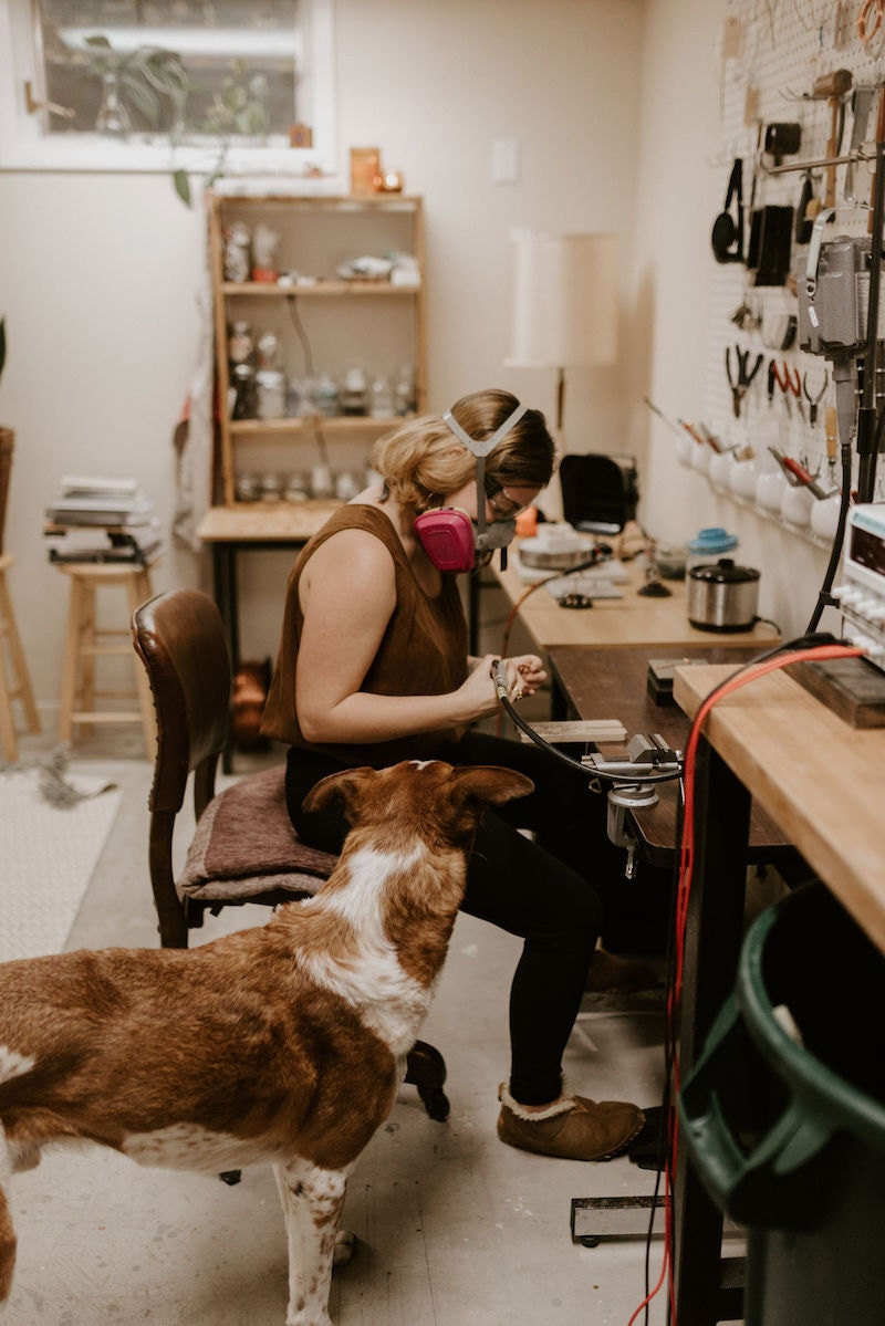 Alicia working in her studio