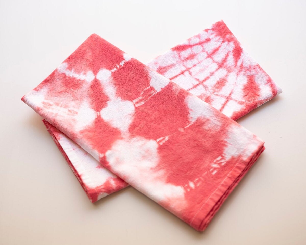 Tie-dyed tea towels from Etsy