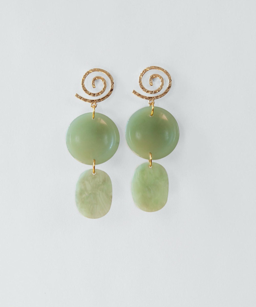 Green and gold drop earrings from Vintage Royalty