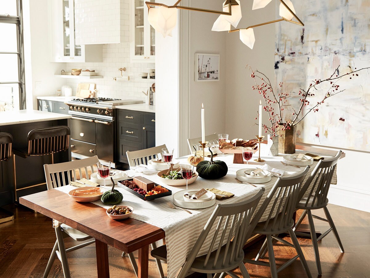 A festive table set for dinner and ready for seasonal entertaining