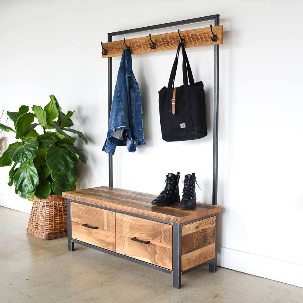Reclaimed wood entryway organizer from What WE Make