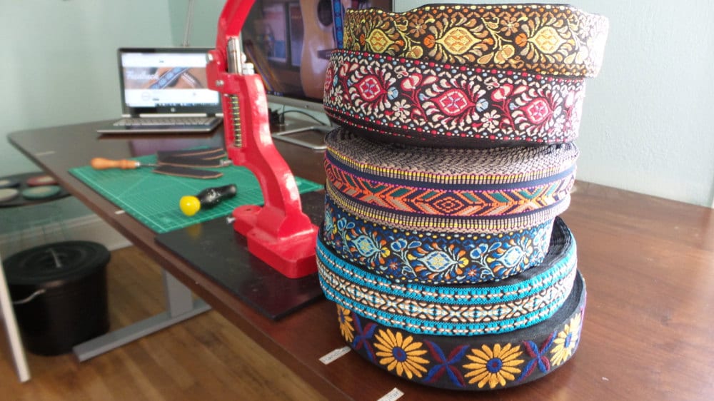 Colorful ribbons stacked up on Sarah's desk