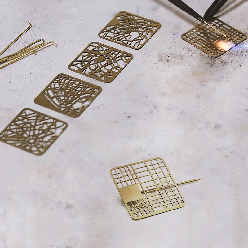 Minimalist Custom Map Jewelry by Designer Talia Sari Etsy
