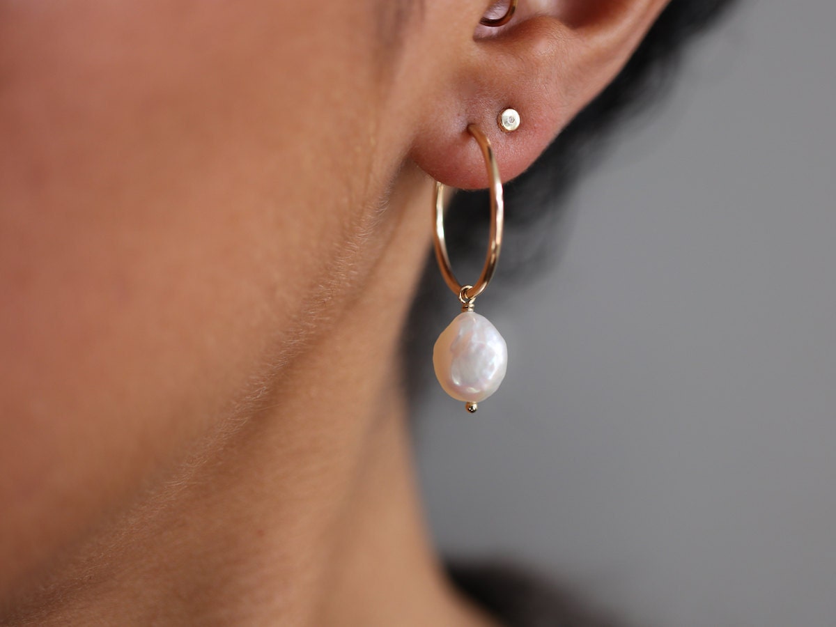 Etsy pearl hotsell hoop earrings