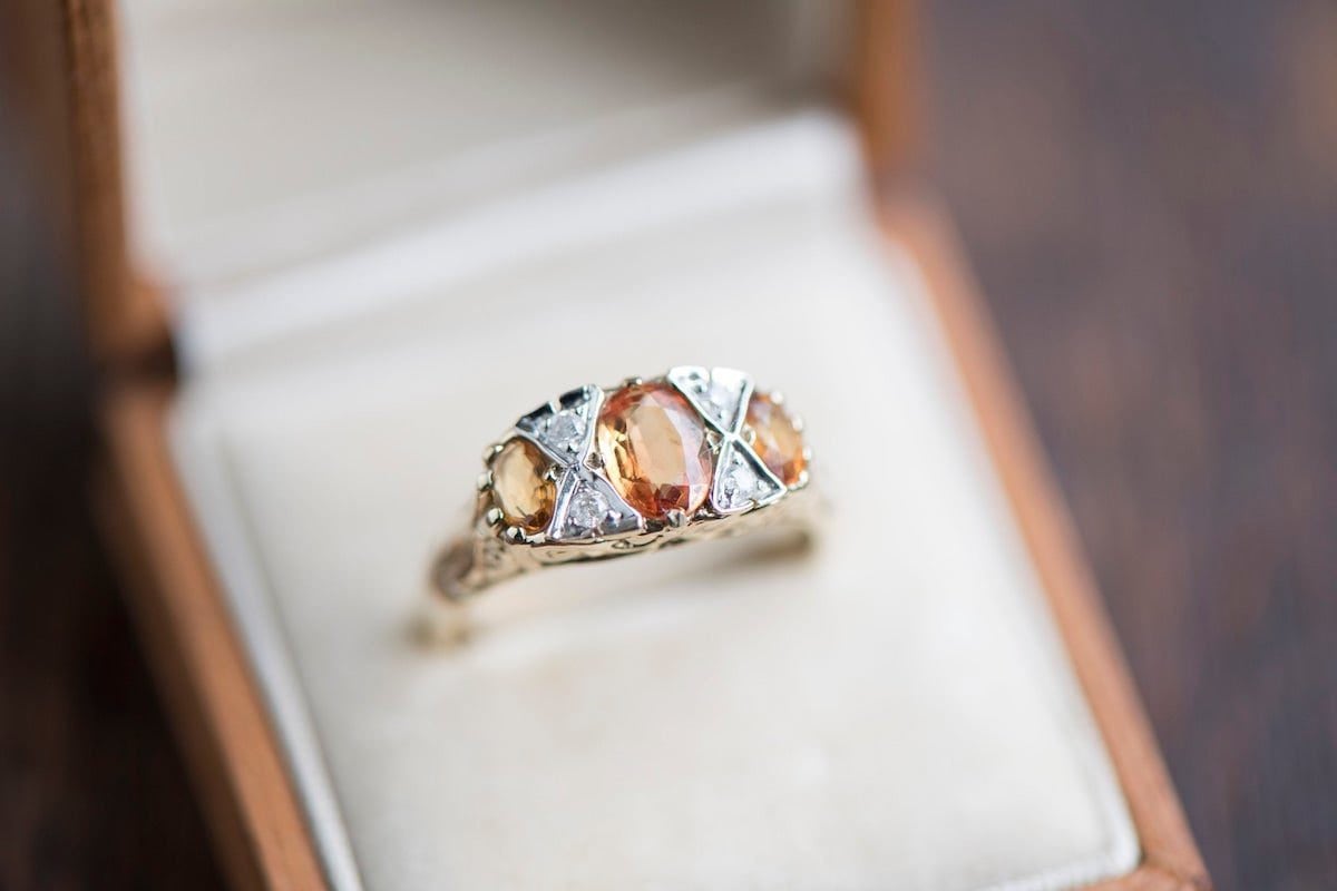 Vintage citrine and diamond cocktail ring from KK Vintage Collection