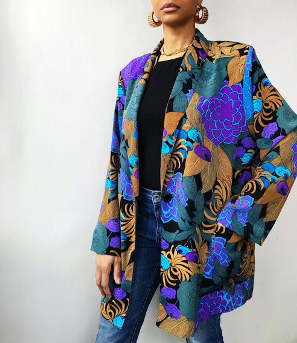 A bold vintage floral blazer from Threads of Habit