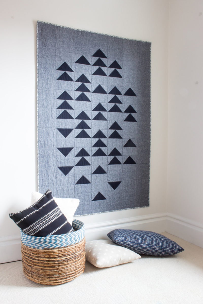 Gray and black quilt from Etsy seller Homeday Studio